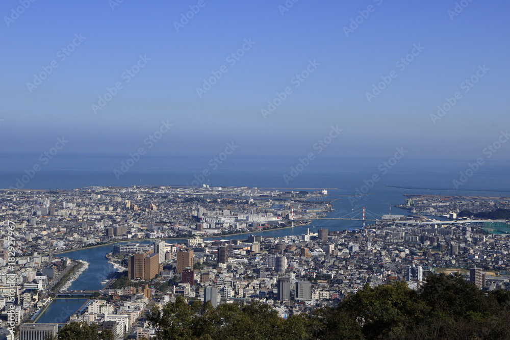 眉山山頂から眺める徳島市