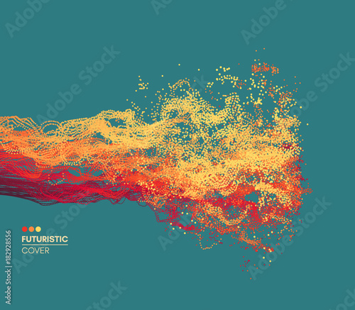 Water splash imitation. Array with dynamic emitted particles. Abstract background. Vector illustration.