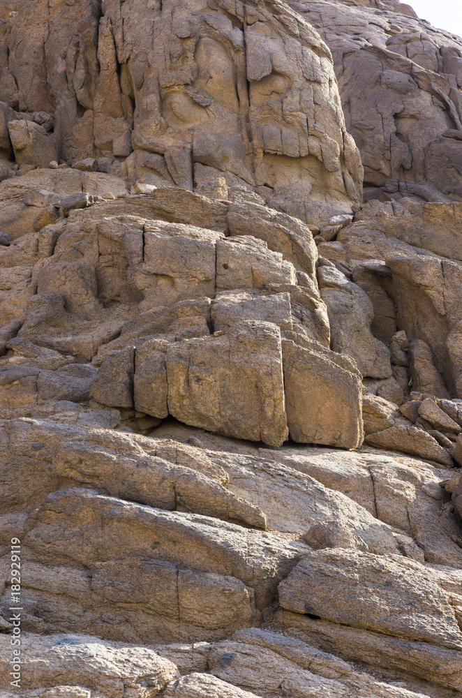 The texture of the weathered rock on the Sinai Peninsula