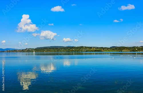 Lake Zurich in Switzerland, view from the town of Rapperswil in the Swiss canton of St. Gallen