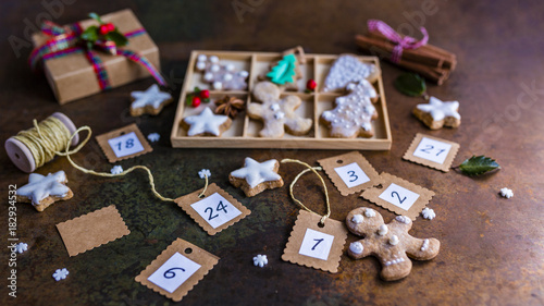 Homemade gingerbread cookies and the Christmas advent calendar.  © iMarzi