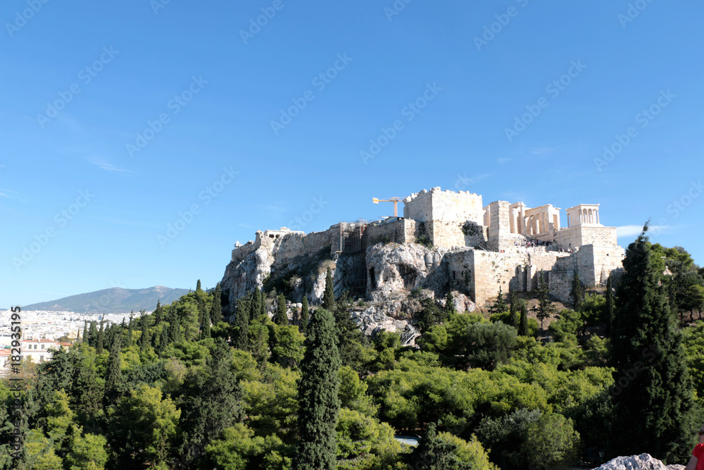 View of Acropolis and Lycabettus Hill from Areopagus hill