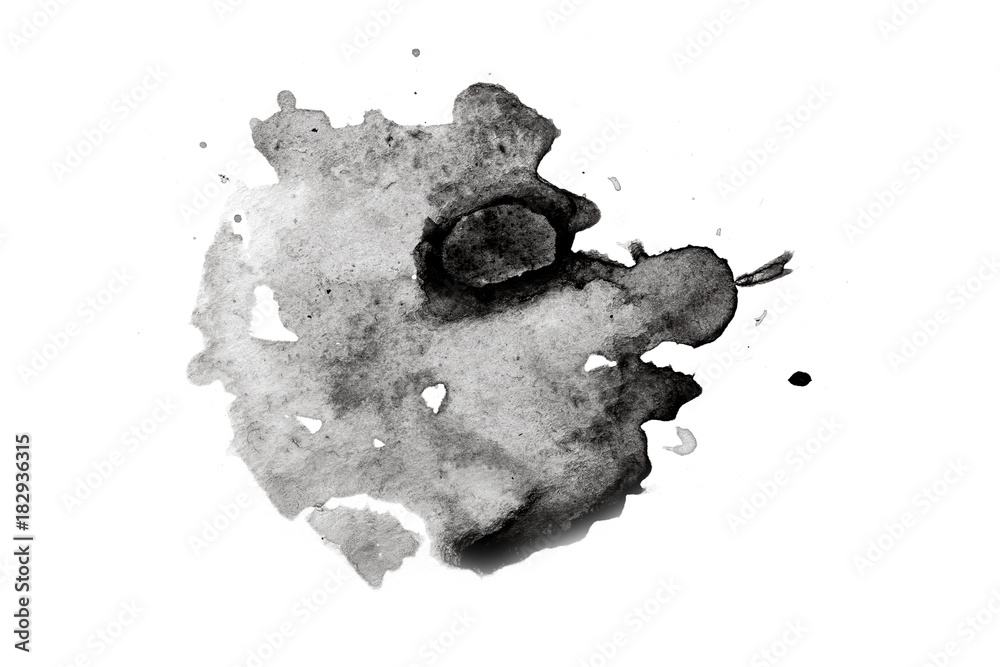 Fototapeta premium abstract black splashes on white watercolor paper. monochrome image.