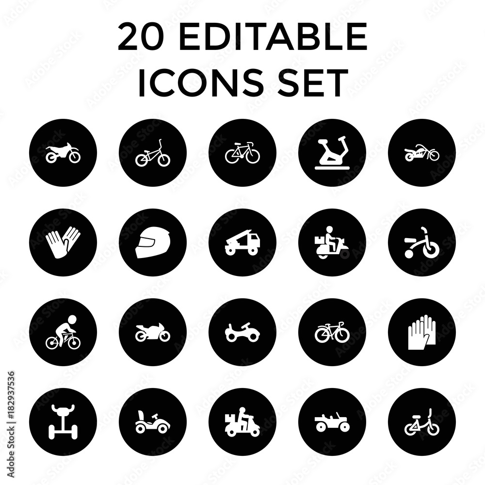 Bike icons. set of 20 editable filled bike icons Bike icons. set of 20 editable filled bike icons