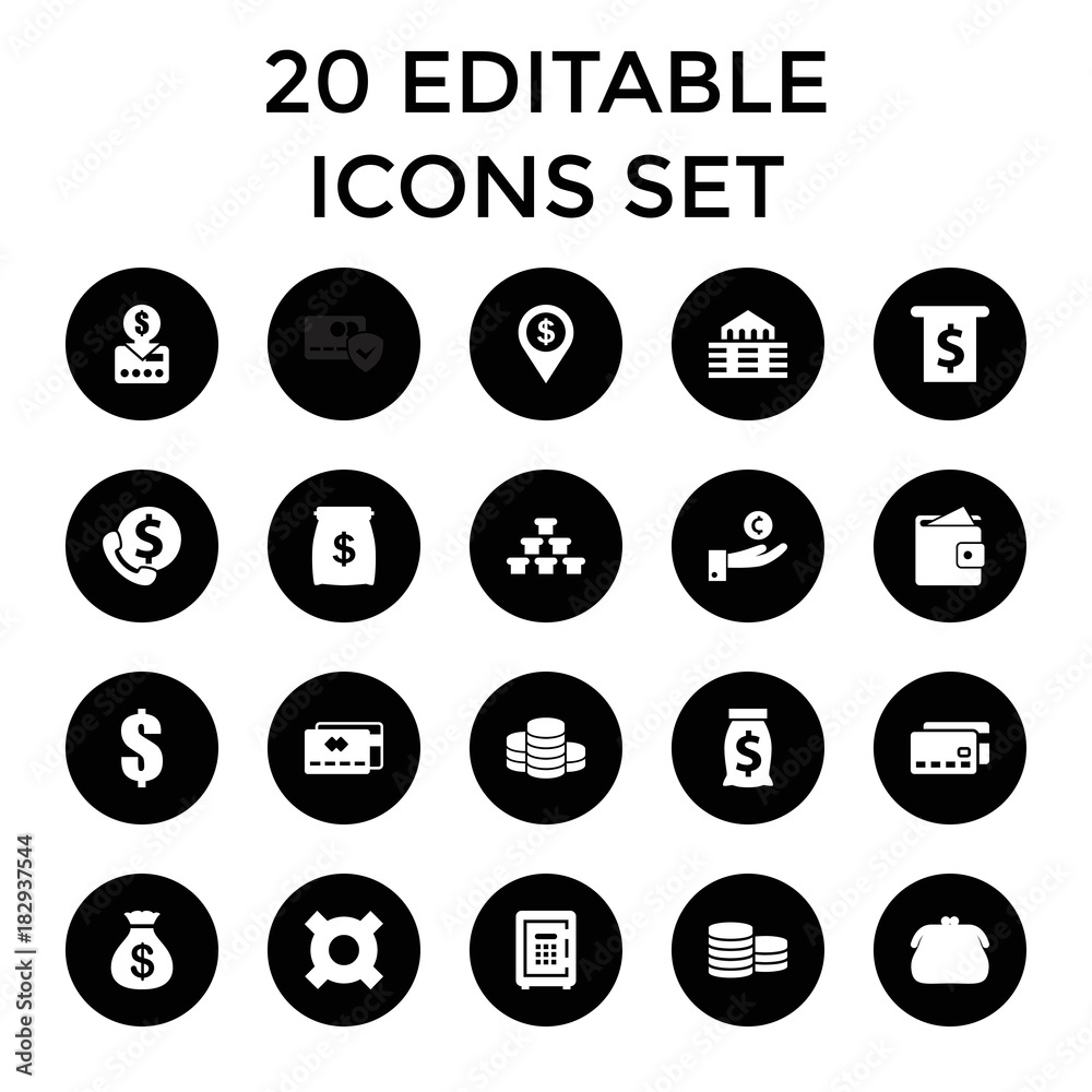 Bank icons. set of 20 editable filled bank icons Bank icons. set of 20 editable filled bank icons