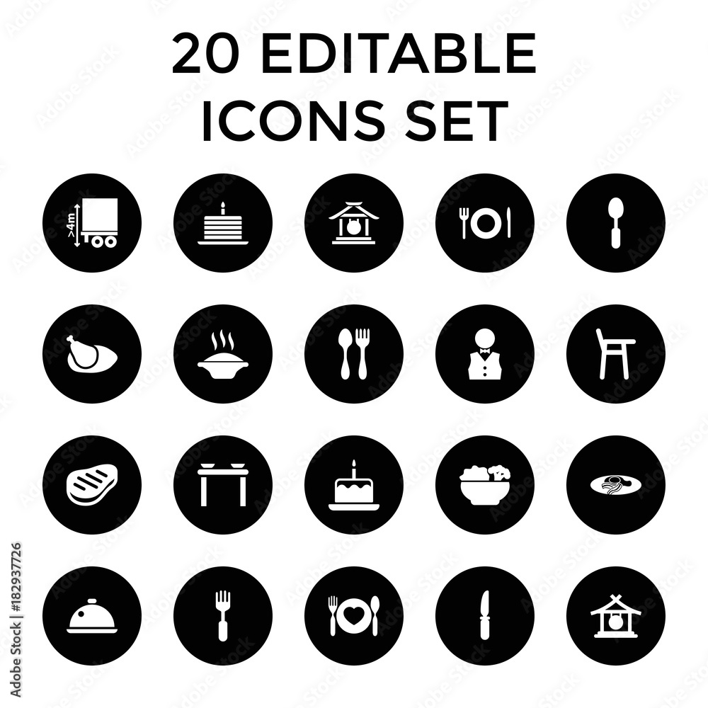 Plate icons. set of 20 editable filled plate icons Plate icons. set of 20 editable filled plate icons