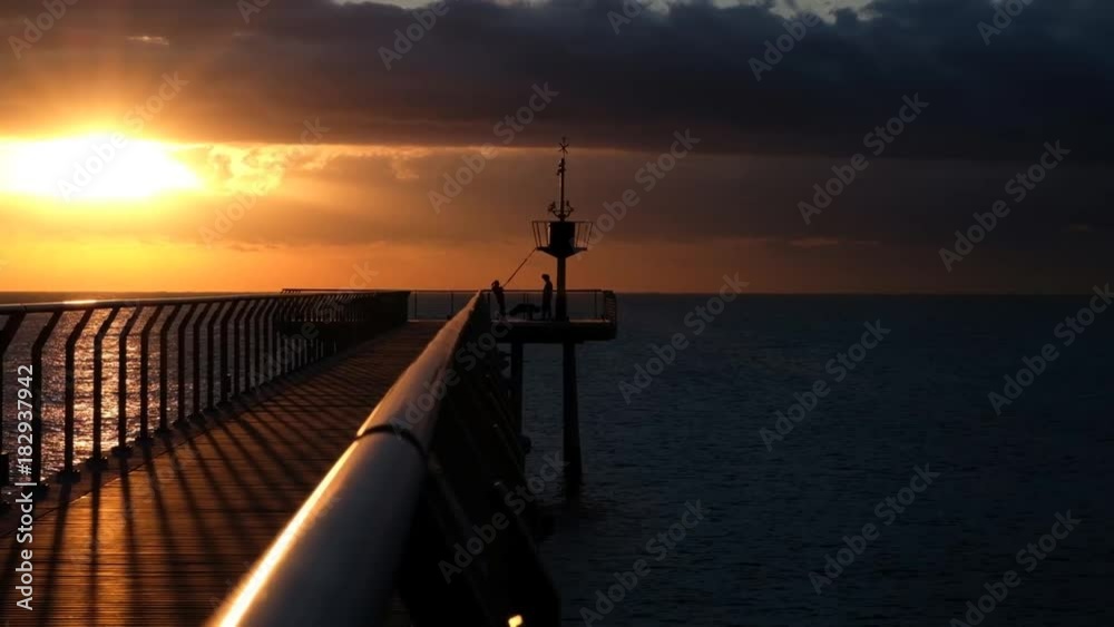Sunrise in the petroli bridge in Badalona