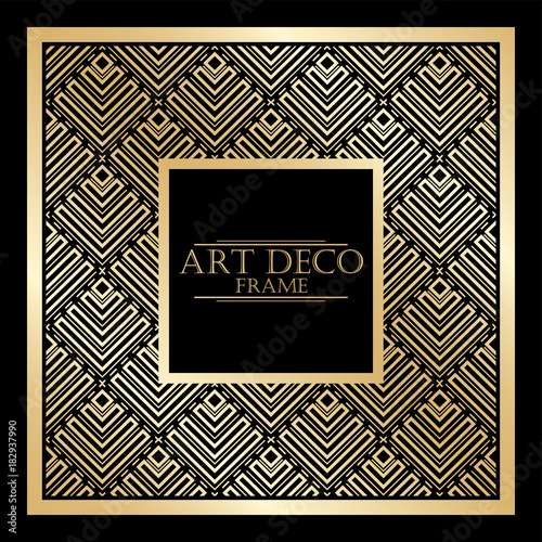 Vintage retro frame in Art Deco style. Template for design. Vector illustration.