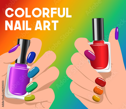 Hands with nail polish in different theme : Vector Illustration