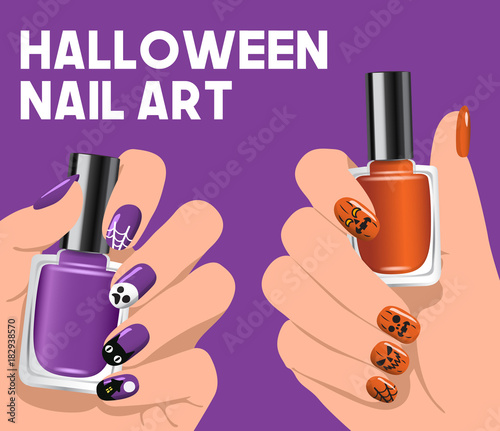 Hands with nail polish in different theme : Vector Illustration