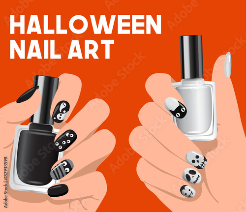 Hands with nail polish in different theme : Vector Illustration