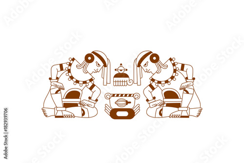 Vector illustration aztec cacao pattern for chocolate package design.