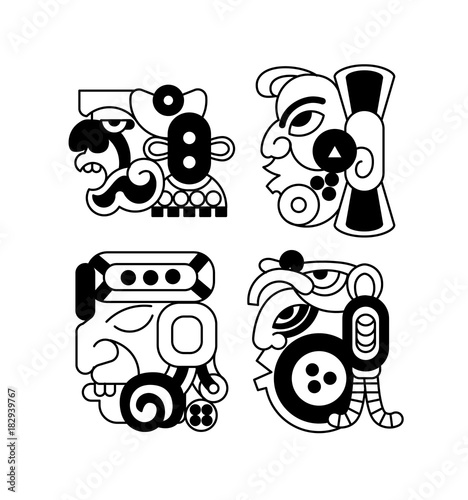 Vector illustration aztec cacao pattern collection for chocolate package design.