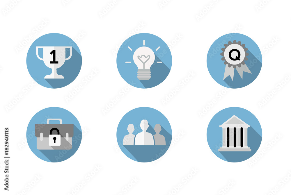 Icon collection for business info graphics on white background. Vector illustration.