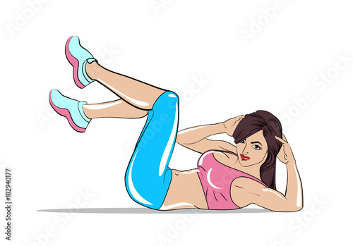 Sport girl in the style of comic books. Vector illustration.
