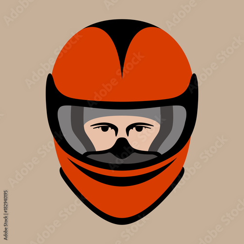 helmet motorcycle face vector illustration flat style front