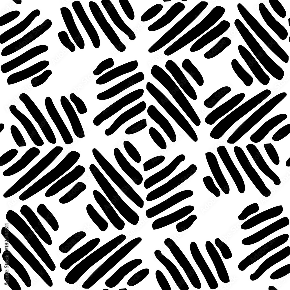 Black and White Seamless Hand Drawn Ethnic Pattern Black and White Seamless Hand Drawn Ethnic Pattern