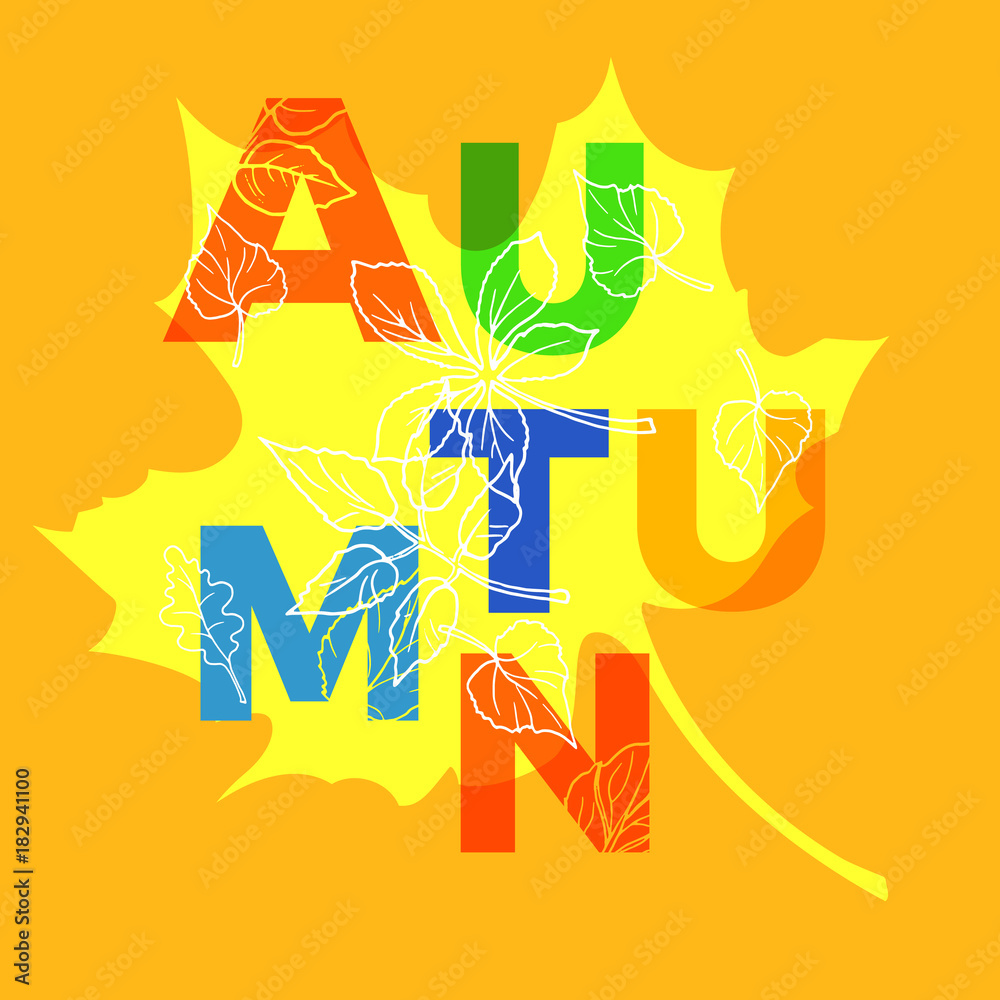 Template of different autumn letters and leaves. Vector
