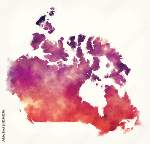 Canada watercolor map in front of a white background