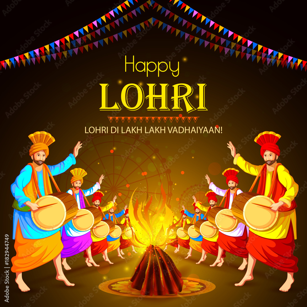 Obraz premium Happy Lohri holiday festival of Punjab India