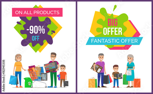 Big Offer on All Products Vector Illustration