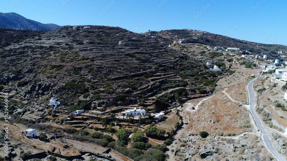 Grèce Cyclades île de Sifnos Kastro vu du ciel
