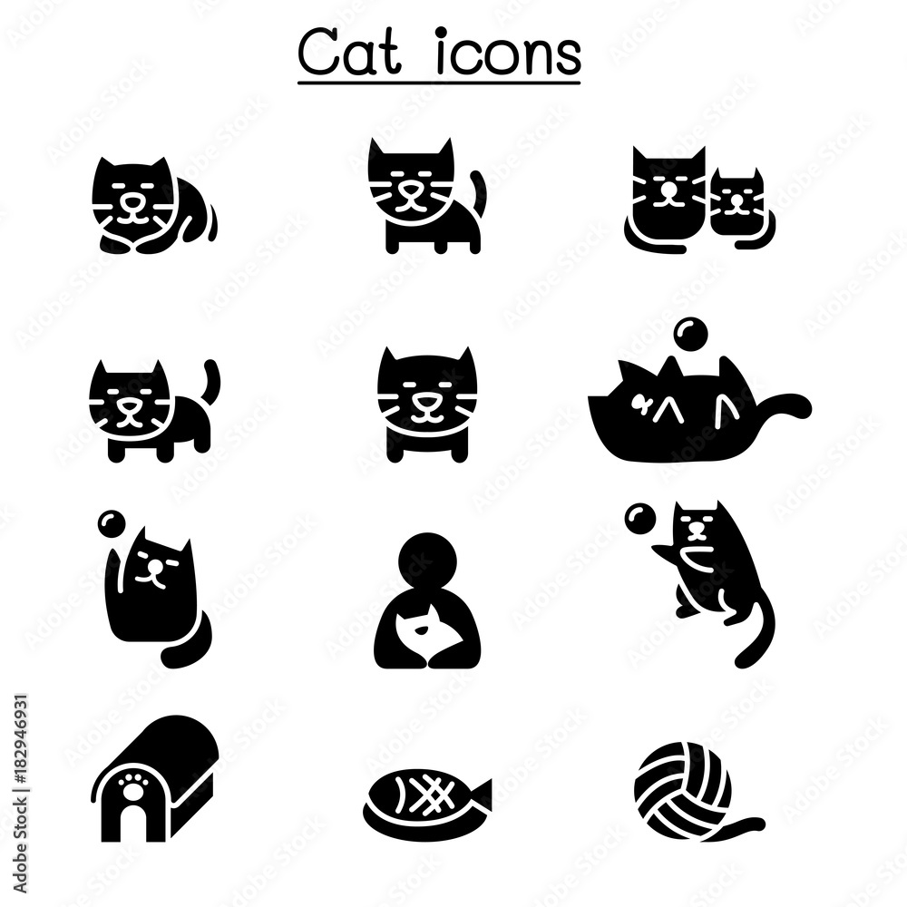 Cat icon set vector illustration graphic design