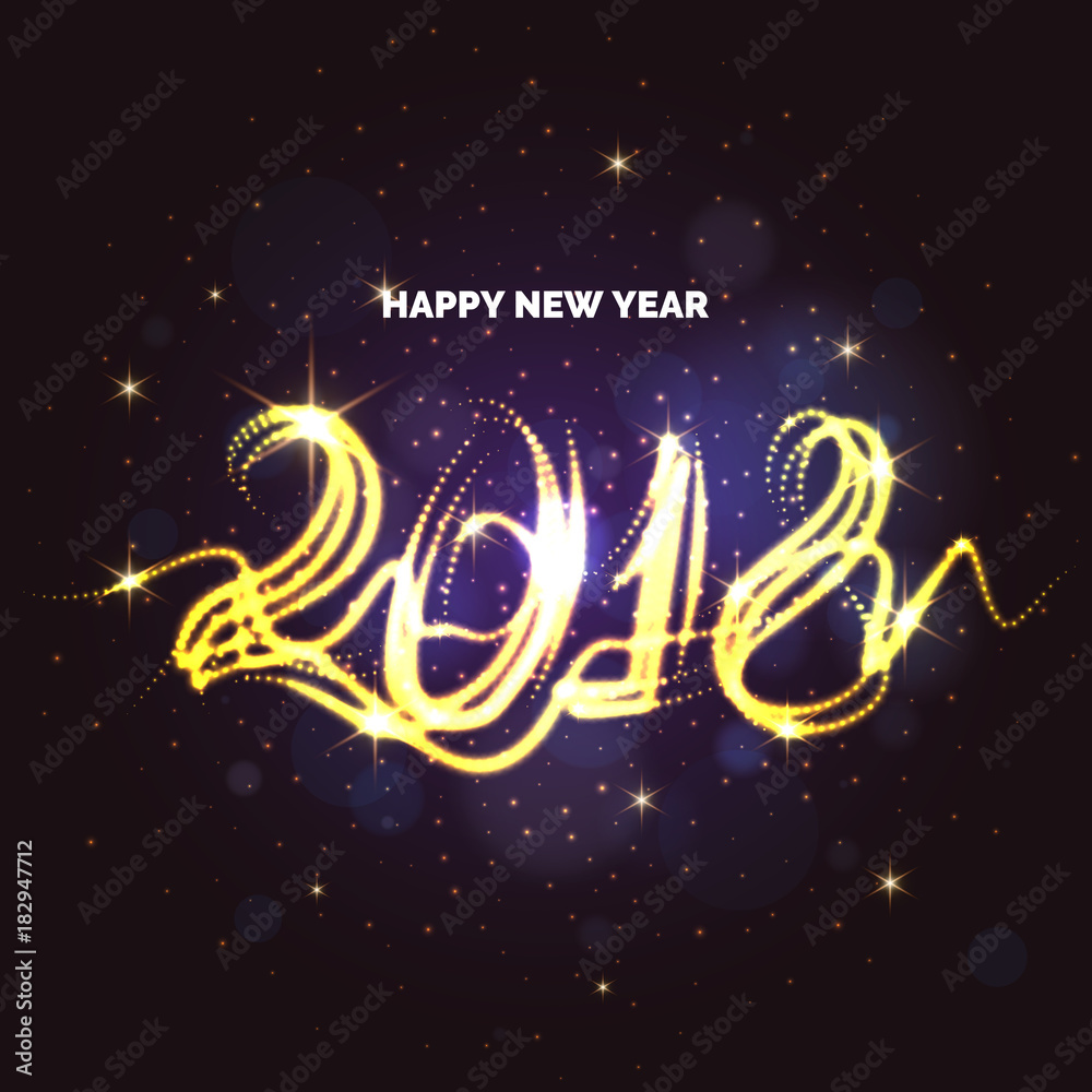 Happy New year 2018. Bright poster with an inscription and a snowy background. Happy New year 2018. Bright poster with an inscription and a snowy background.