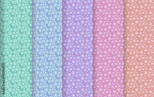 Seamless pattern with bubble texture in five pastel colors
