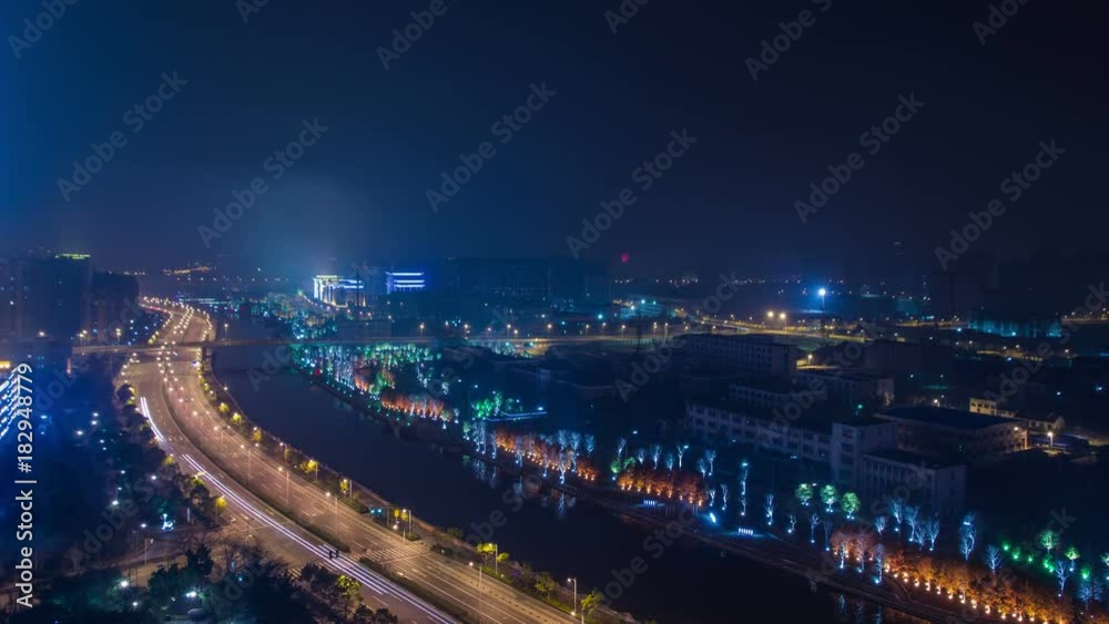 Time Lapse Firework and City Light Turn Off on Chinese New Year in Shanghai, China Time Lapse Firework and City Light Turn Off on Chinese New Year in Shanghai, China