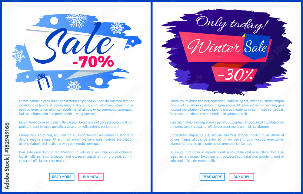 Only Today Winter Final Sale Off Promo Posters Set