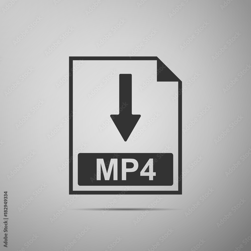 MP4 file document icon. Download MP4 button icon isolated on grey background. Flat design. Vector Illustration MP4 file document icon. Download MP4 button icon isolated on grey background. Flat design. Vector Illustration
