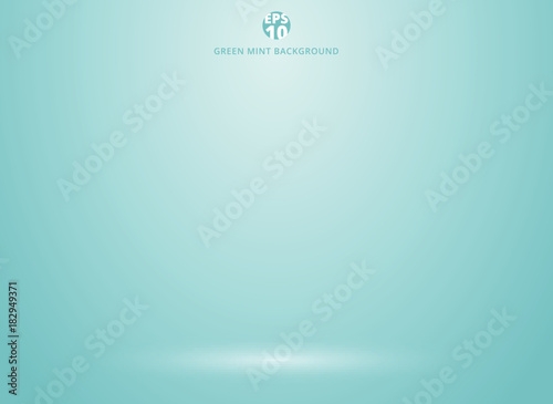 Studio room green mint background with lighting well use as Business backdrop, Template mock up for display of product