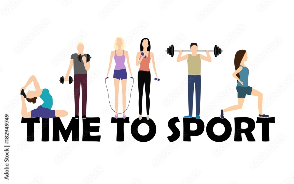 people go in for sports. colored silhouettes. vector illustration
