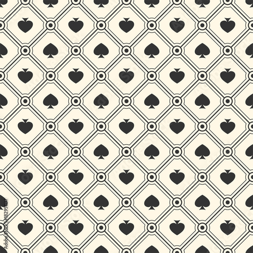 Playing card suits signs seamless pattern. Endless vector background