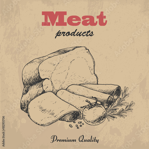 Vector background of ham
