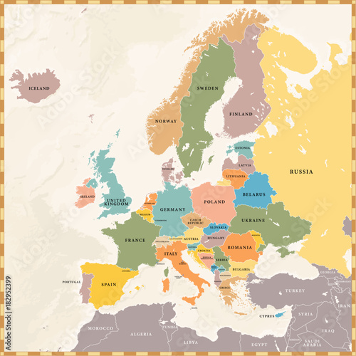 Obraz Wektor Mapa Europy Vintage