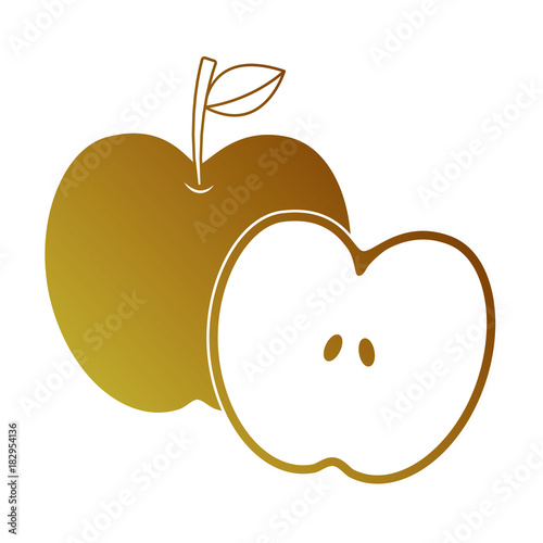 apple and half fruit natural food fresh vector illustration