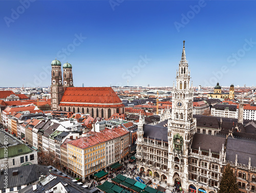 Munich at Christmas  the Marienplatz. Top view  Bavaria  Germany