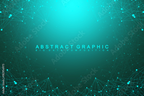 Big data complex. Graphic abstract background communication. Perspective backdrop of depth. Minimal array with compounds lines and dots. Digital data visualization. Vector illustration Big data.