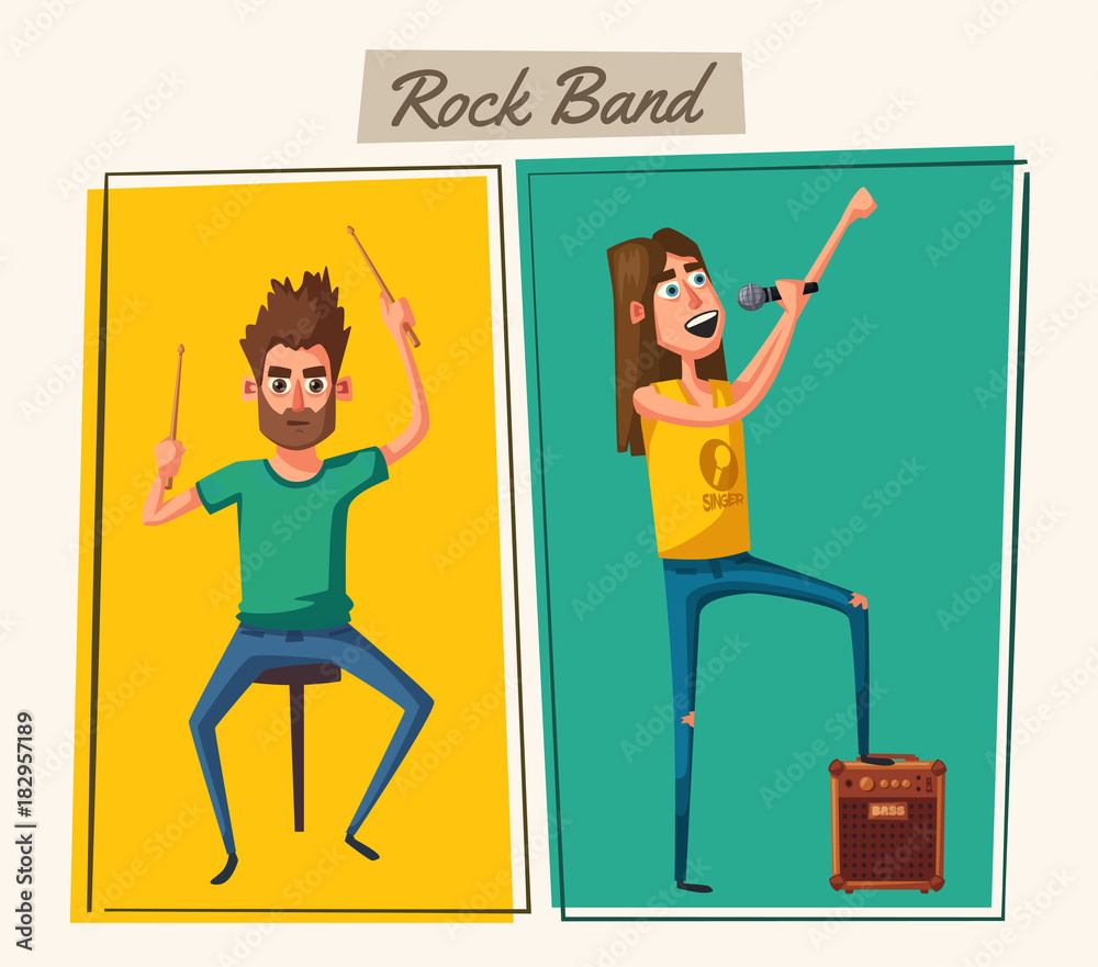 Rock music band character. Old school party. Cartoon vector illustration. Rock music band character. Old school party. Cartoon vector illustration.