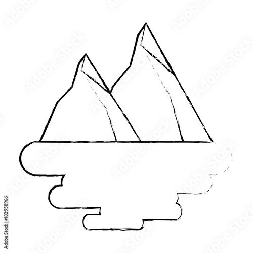 two mountain natural flora land scene vector illustration
