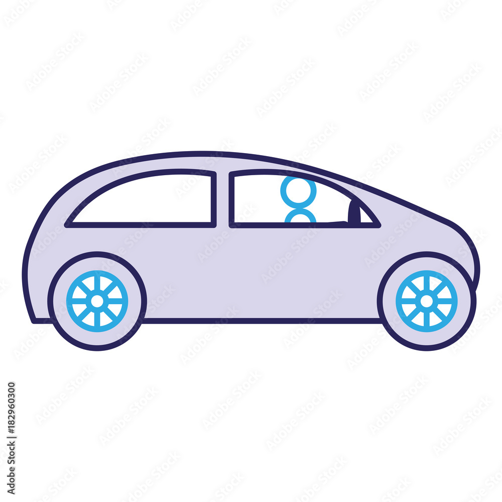 Fototapeta premium modern car with driver silhouette vector illustration design