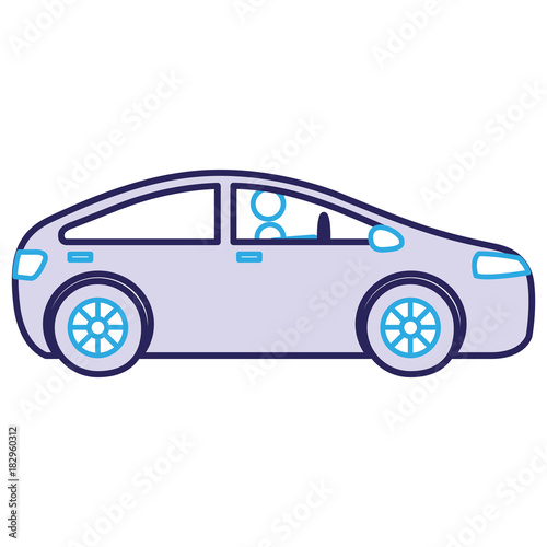 modern car with driver silhouette vector illustration design