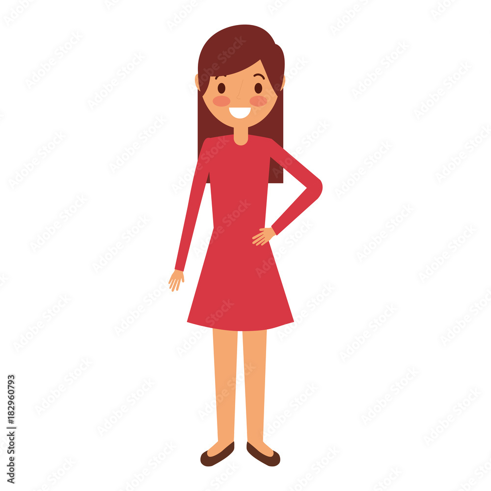 cartoon young girl standing smiling vector illustration cartoon young girl standing smiling vector illustration