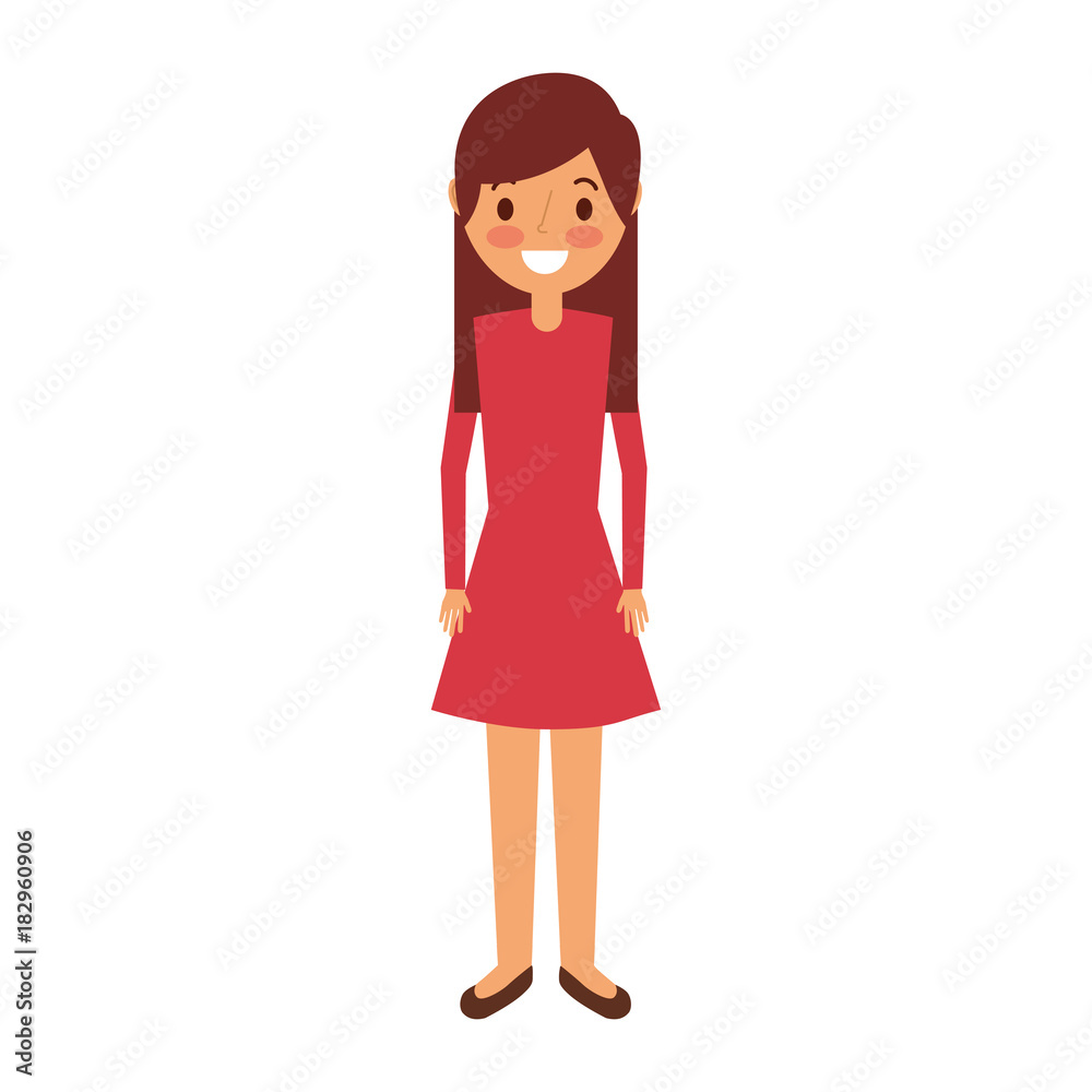 cartoon young girl standing smiling vector illustration cartoon young girl standing smiling vector illustration