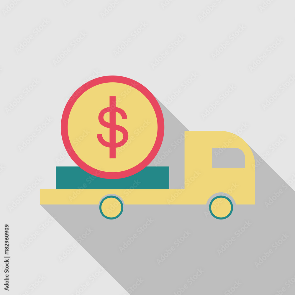 Cash Delivery Car vector icon. Designed for web and software interfaces. Cash Delivery Car vector icon. Designed for web and software interfaces.