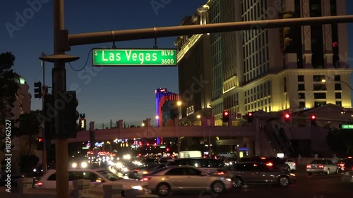 Street sign Las Vegas Boulevard by night