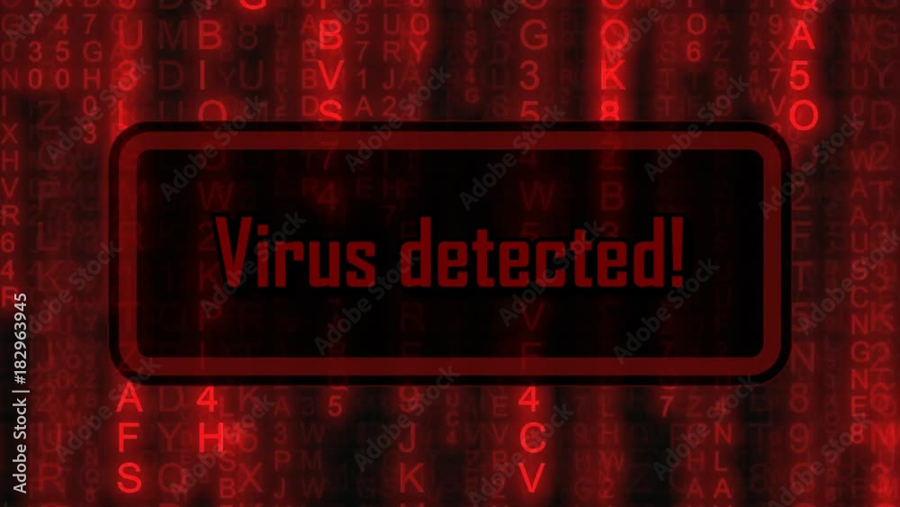 The text Virus detected, appearing on a board over random symbols ...