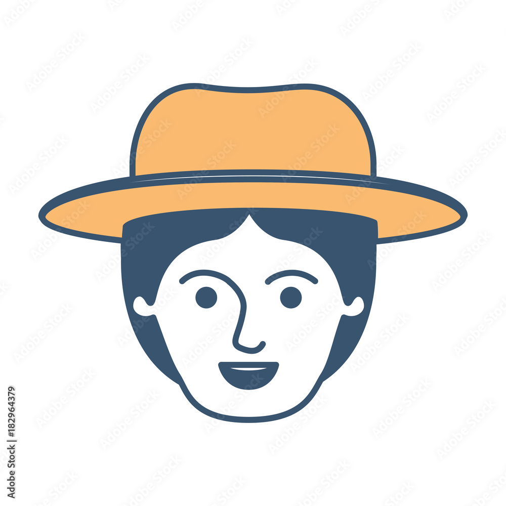 male face with hat and middle part hairstyle in color sections silhouette vector illustration male face with hat and middle part hairstyle in color sections silhouette vector illustration